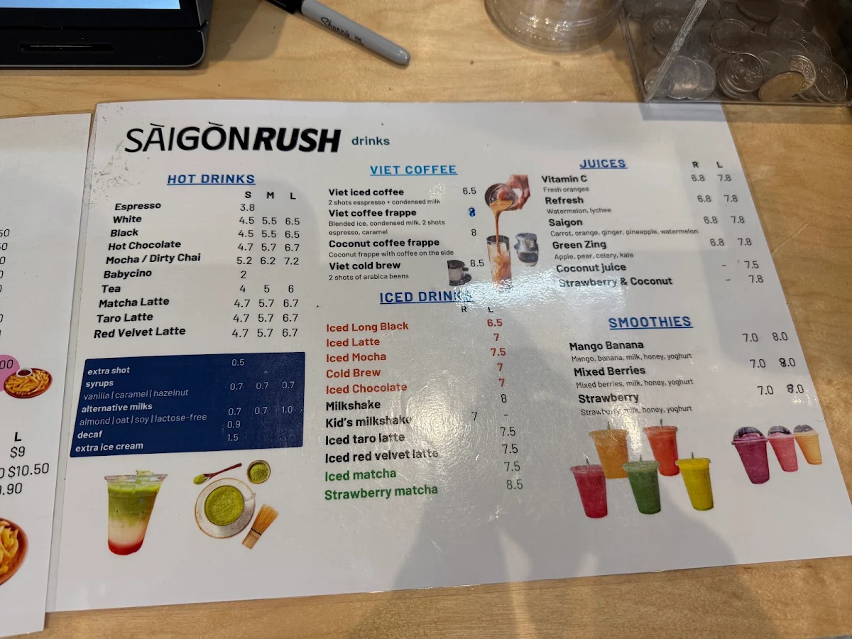 Menu, Saigon Rush - Pho & Coffee