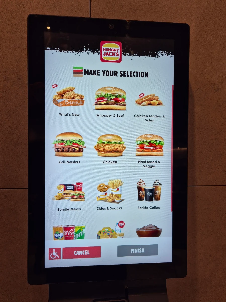 Menu, Hungry Jack's Burgers Perth International Airport