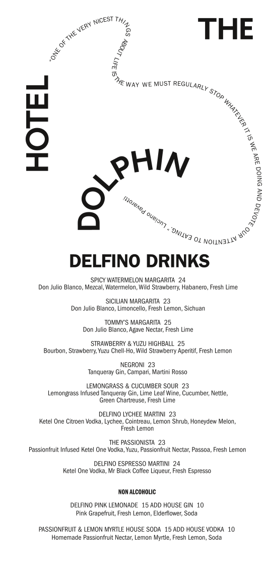 Menu, The Dolphin Hotel
