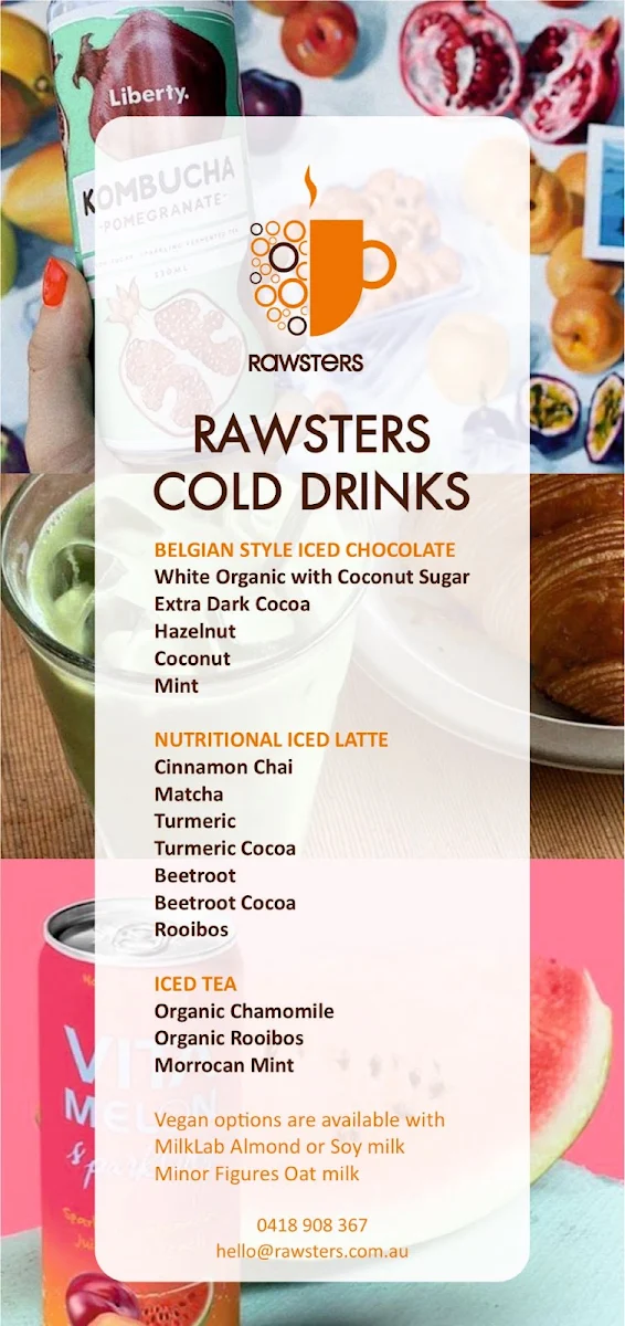 Menu, Rawsters Mobile Cafe Kewdale Coffee Van