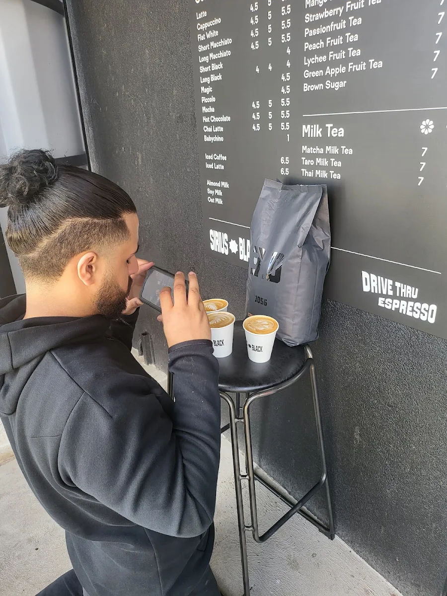 Menu, Sirius Black Coffee. Drive Thru.