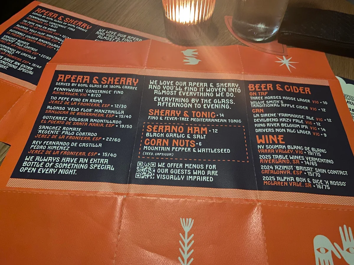 Menu, Three Horses