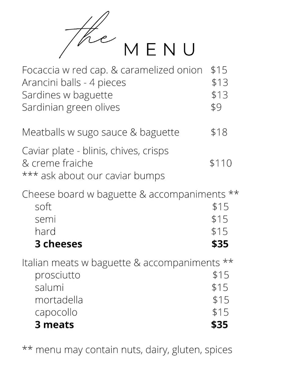 Menu, Beatty and Rose Providore