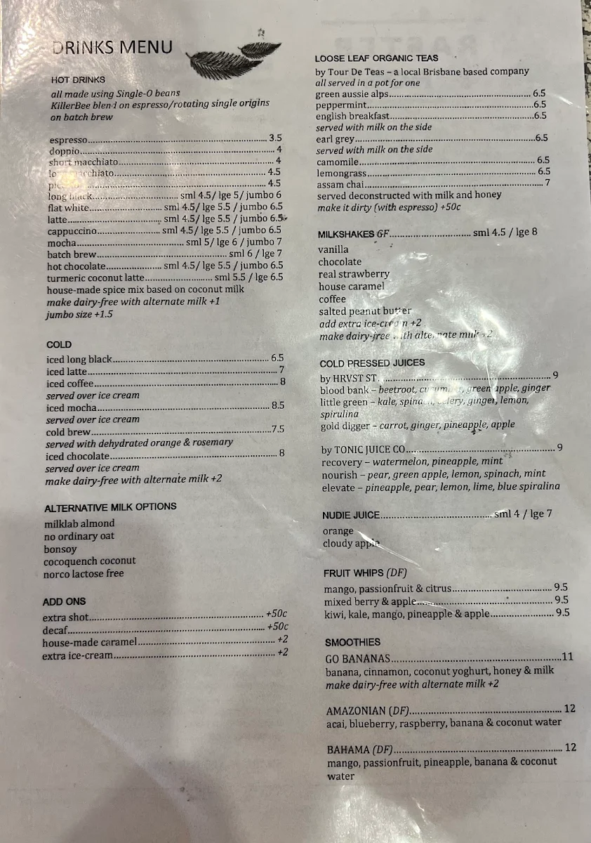 Menu, Rafter & Rose