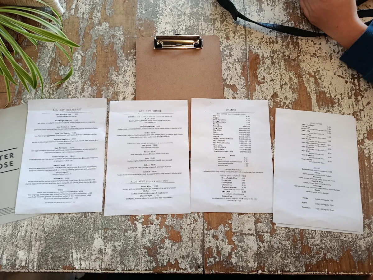 Menu, Rafter & Rose