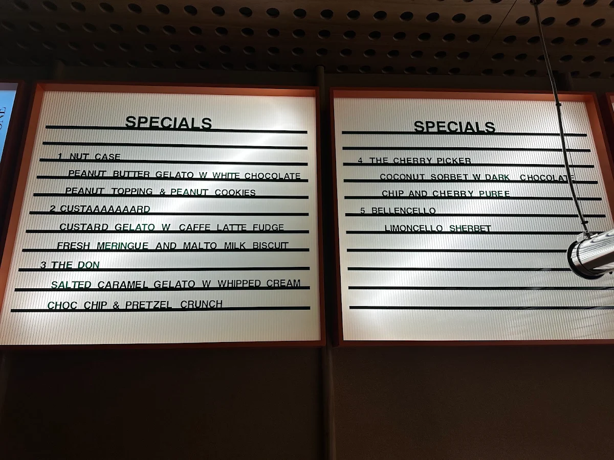 Menu, Gelato Messina Redfern