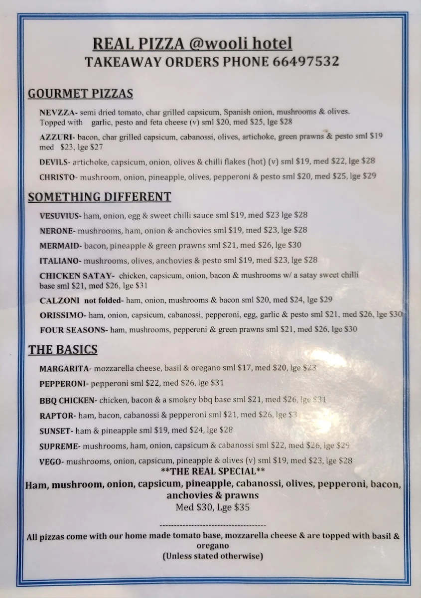 Menu, Emilio's Bistro And Pizzeria