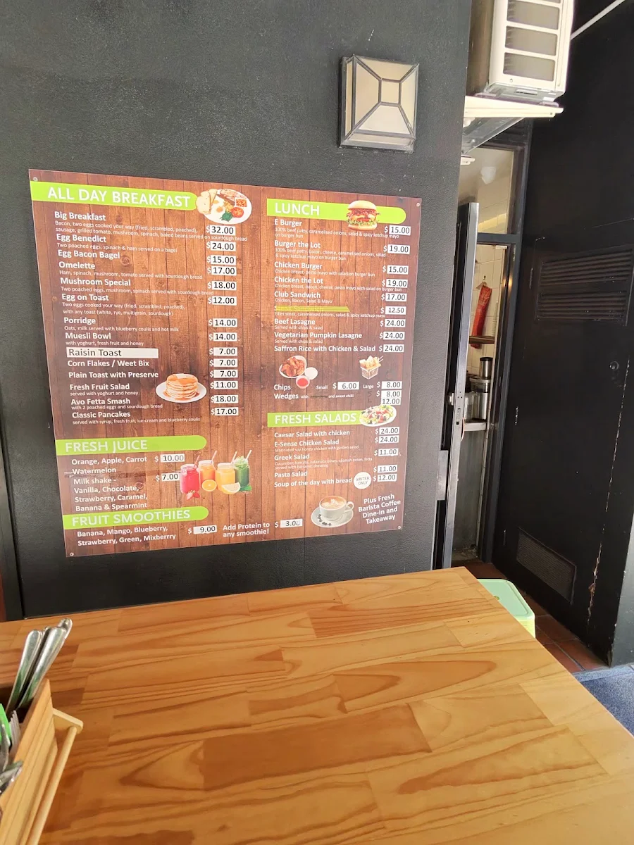 Menu, E-Sense West Perth