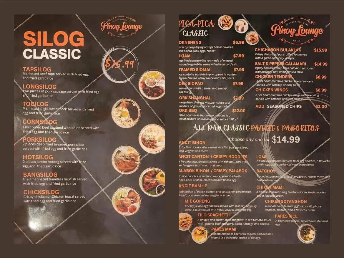 Menu, Pinoy Lounge