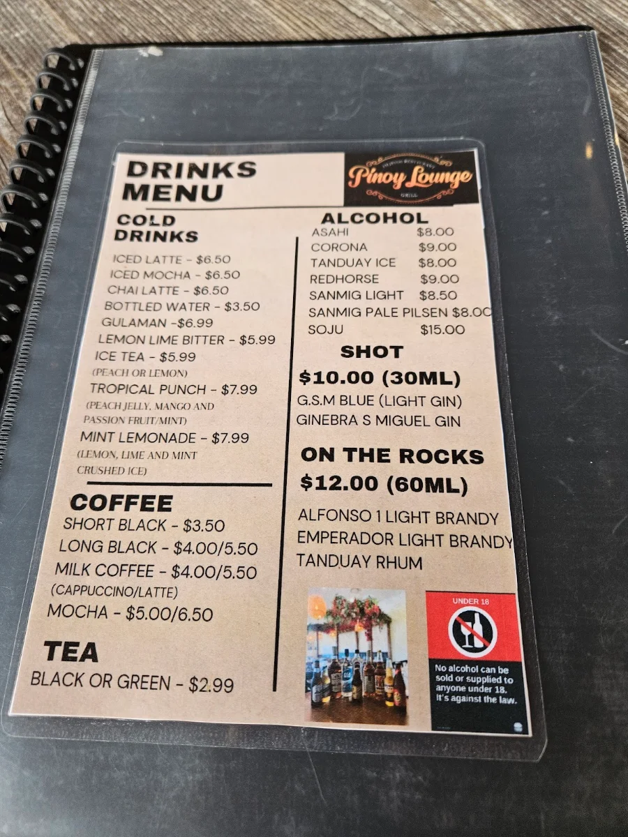 Menu, Pinoy Lounge