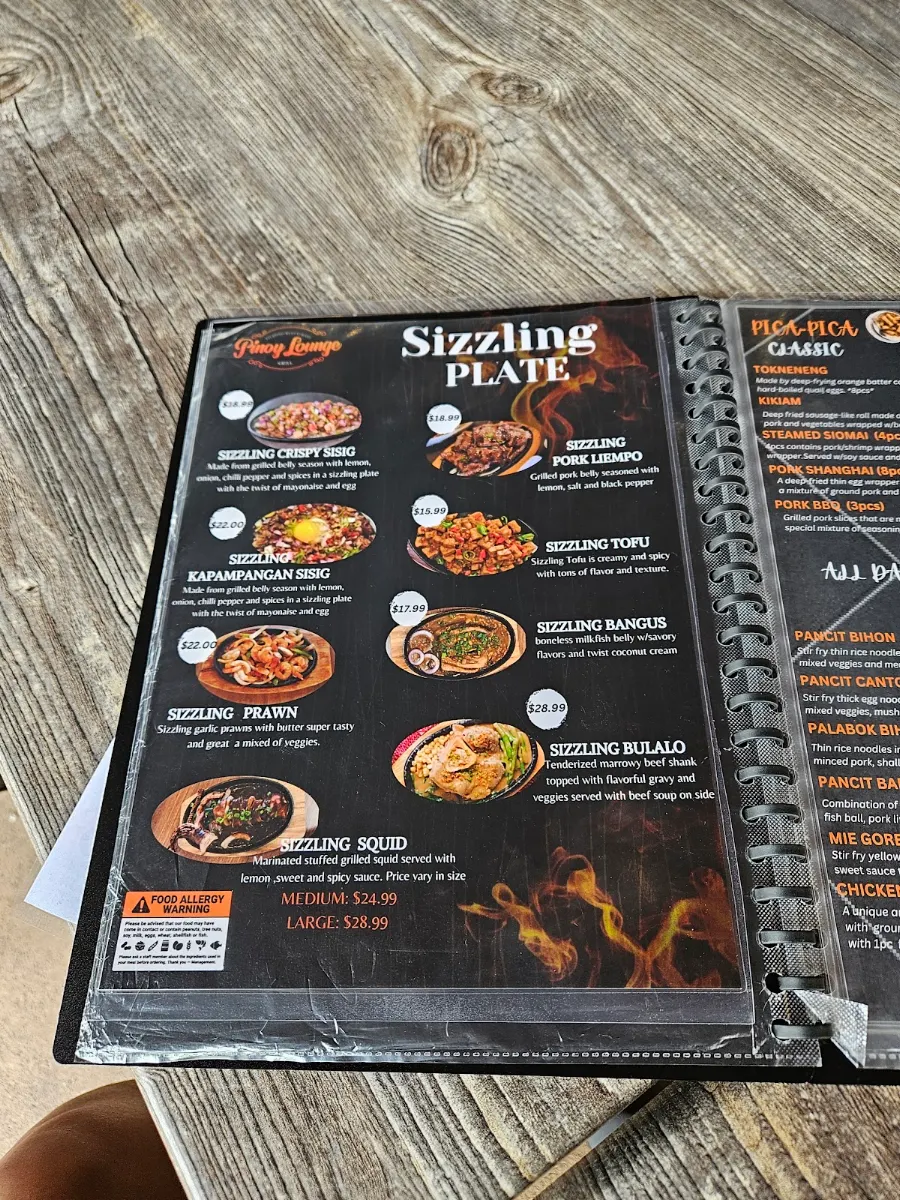 Menu, Pinoy Lounge