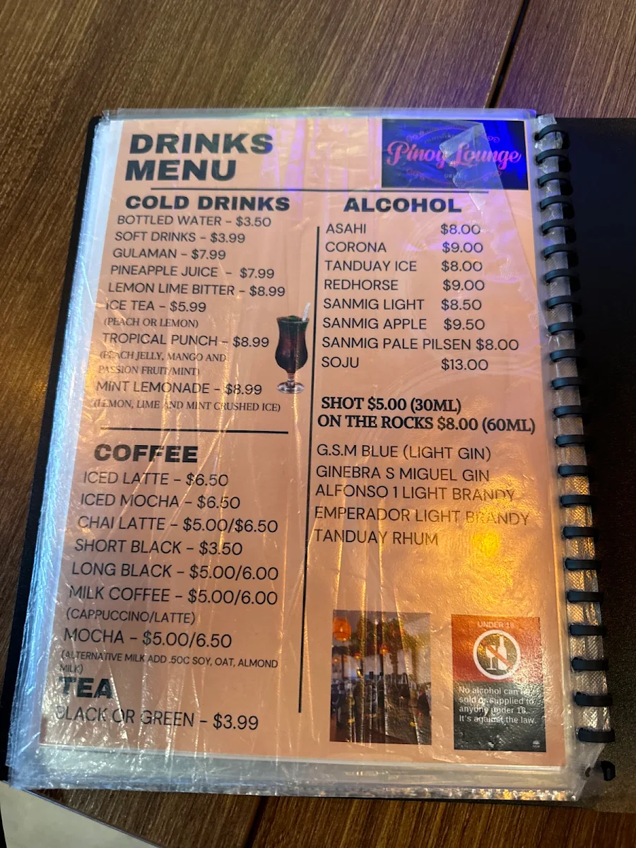 Menu, Pinoy Lounge