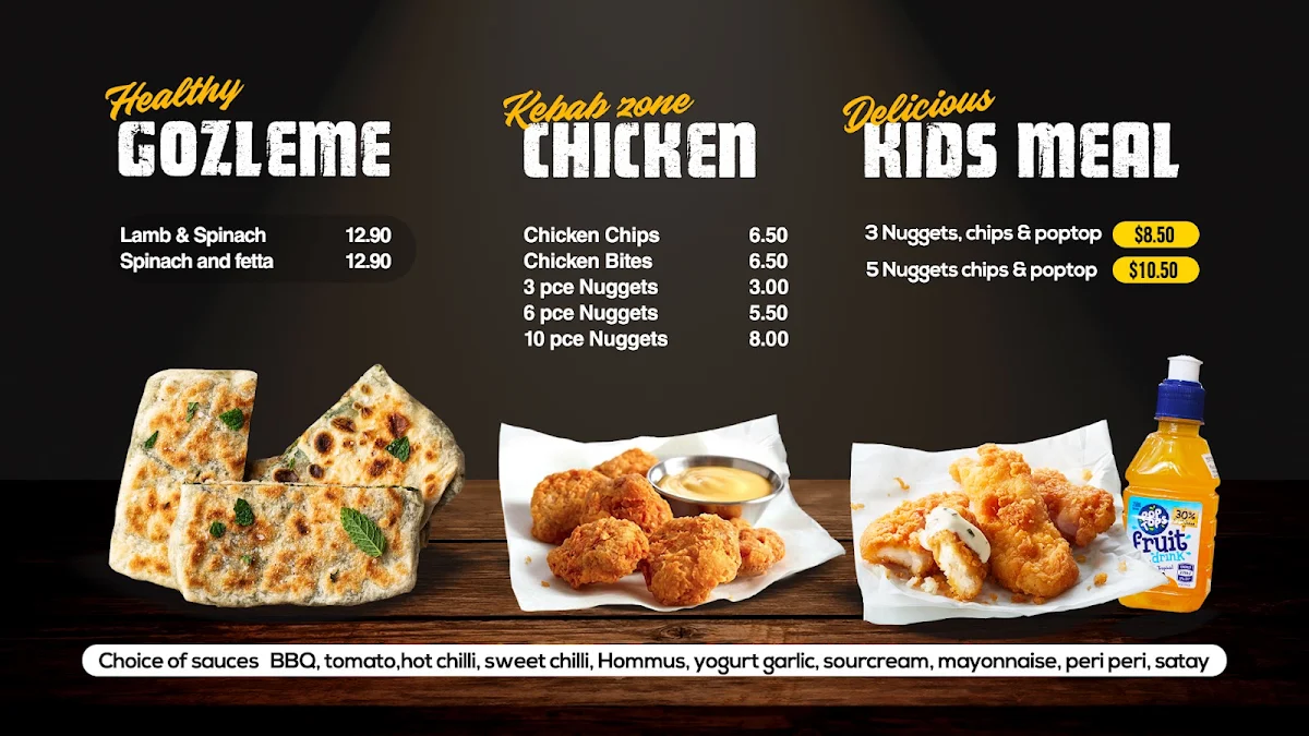 Menu, Kebab Zone Flagstone