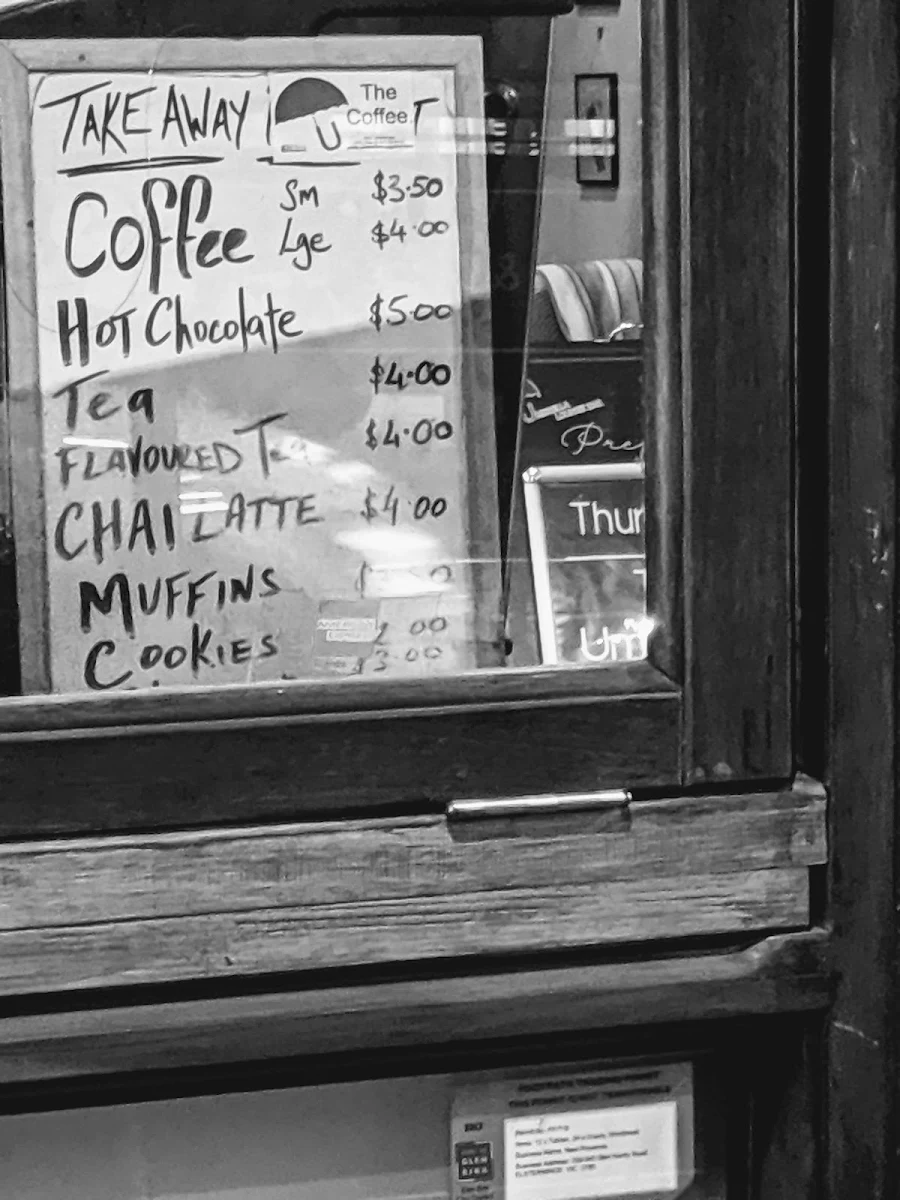 Menu, Umbrella Lounge Bar