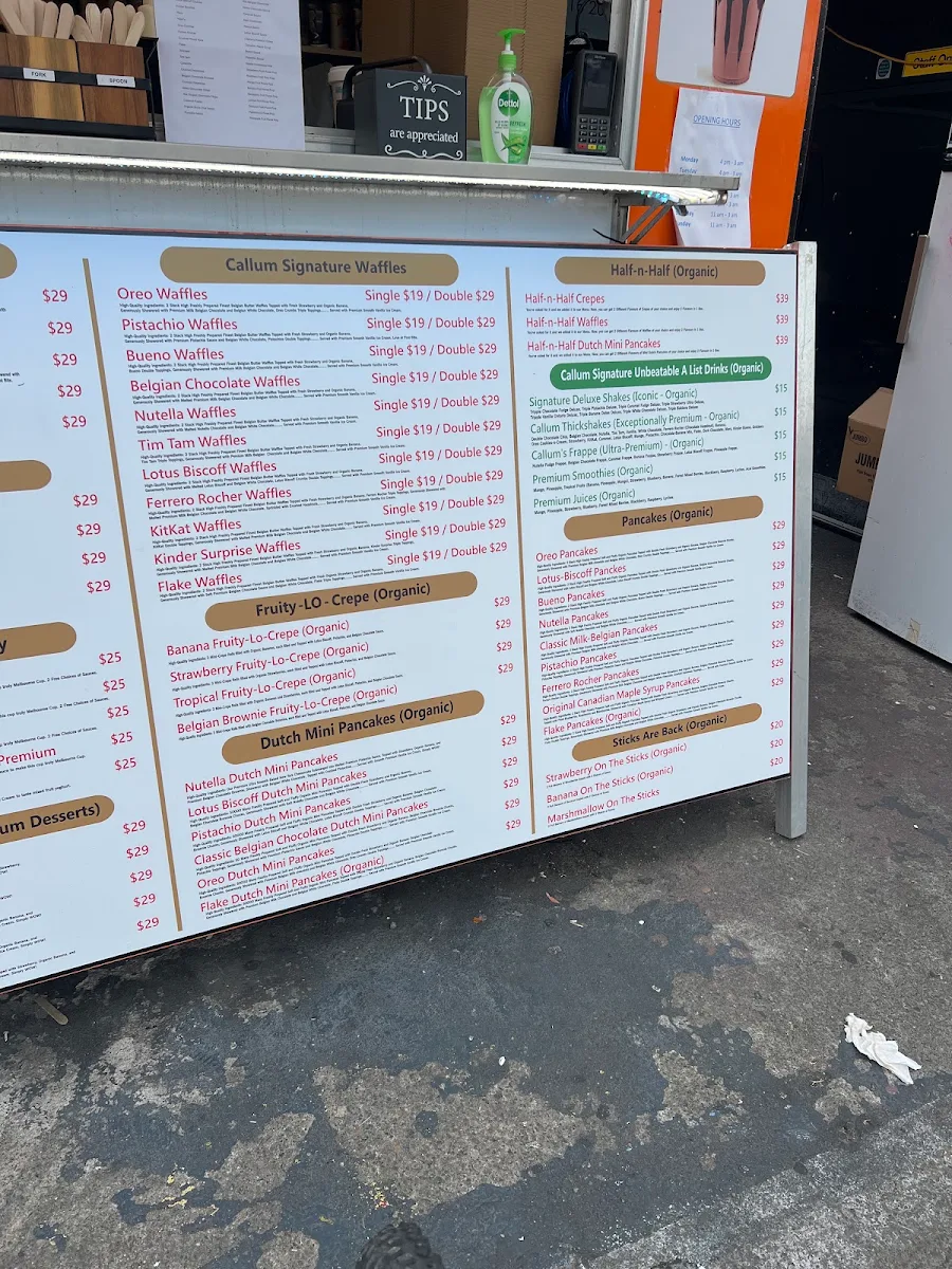 Menu, Callum Crepes