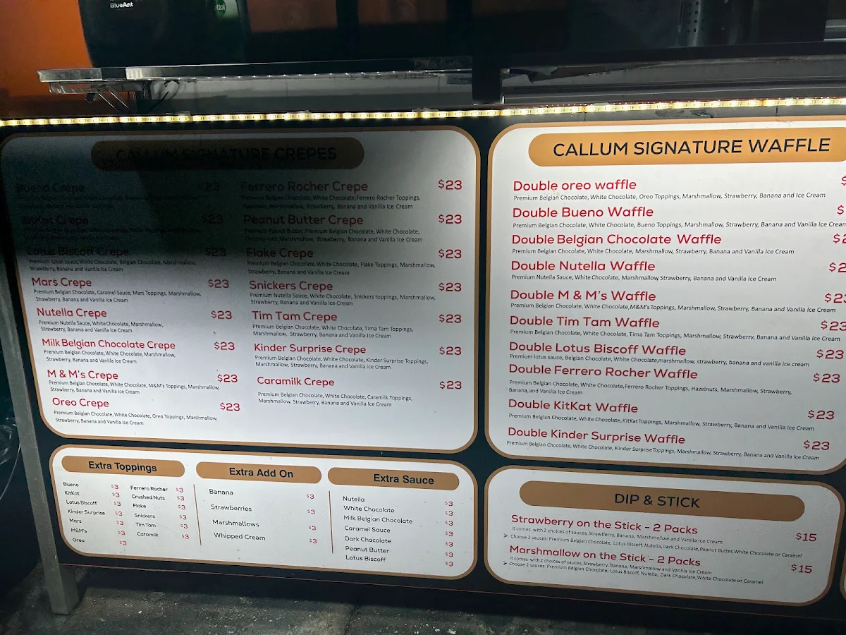 Menu, Callum Crepes