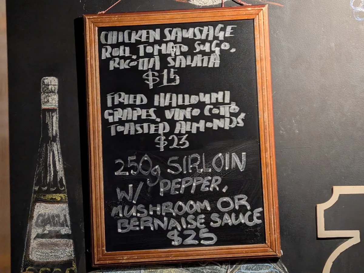 Menu, Railway Hotel Fitzroy North