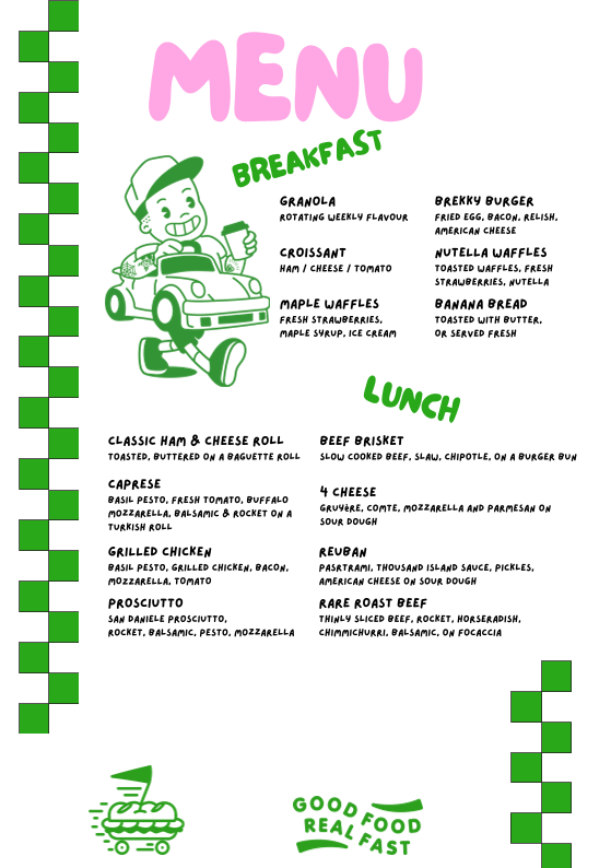 Menu, Everyday Drive Thru Rosedale