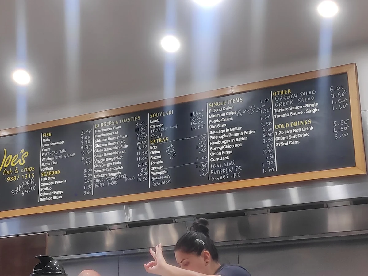 Menu, Joe’s Fish Shop