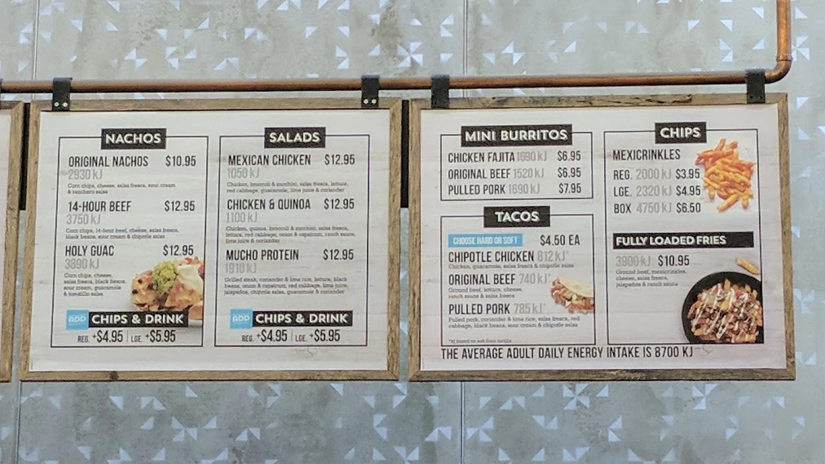 Menu, Salsa's Fresh Mex Grill