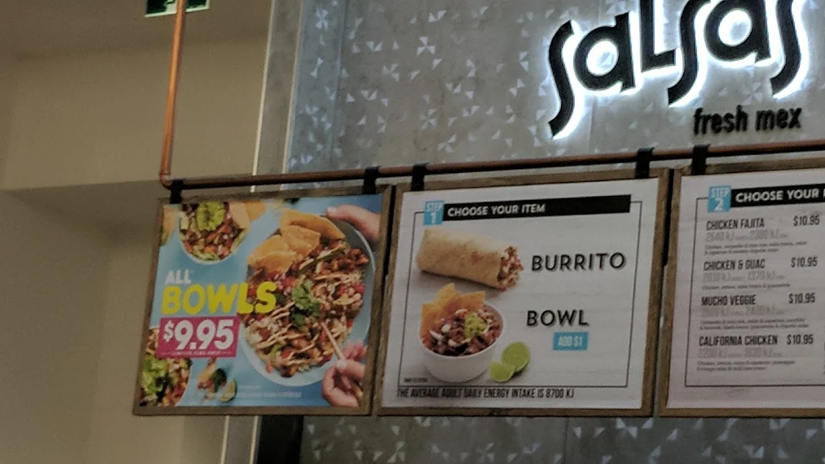Menu, Salsa's Fresh Mex Grill