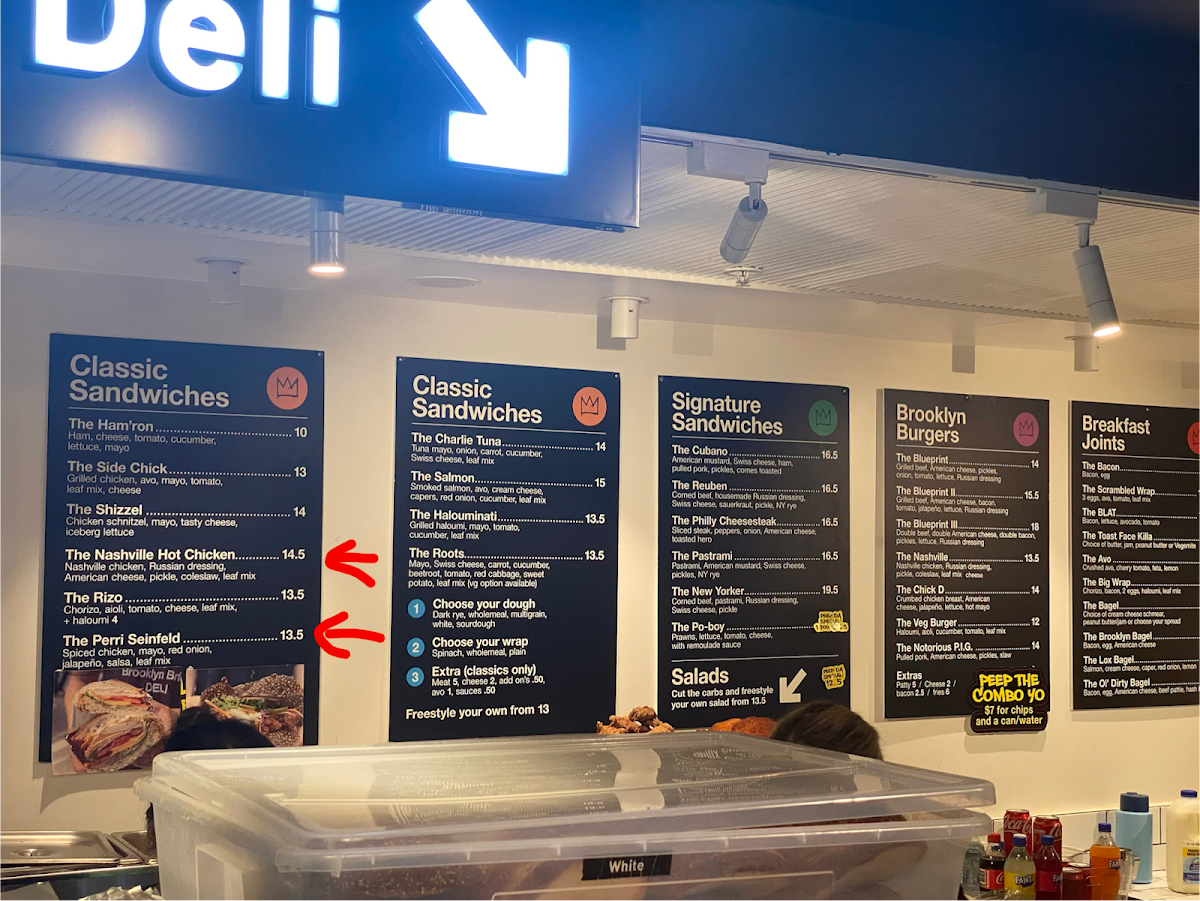 Menu, Brooklyn Bridge Deli