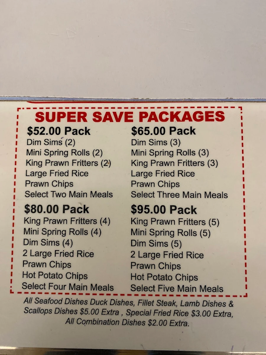 Menu, Peking Chinese Restaurant