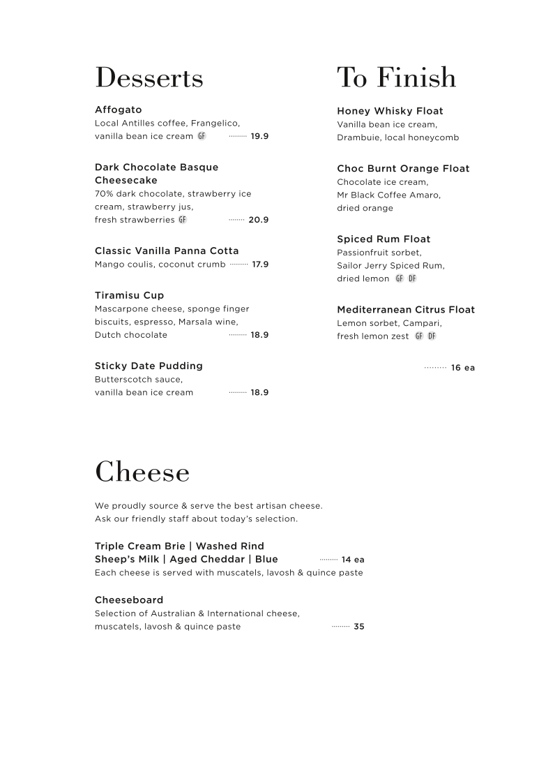 Menu, The Workshop Kitchen