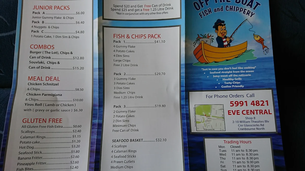 Menu, Off The Boat Fish & Chippery & Kebab
