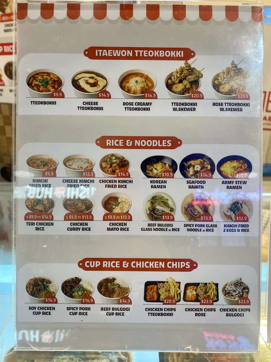 Menu, Itaewon Gimbap Australia Fair