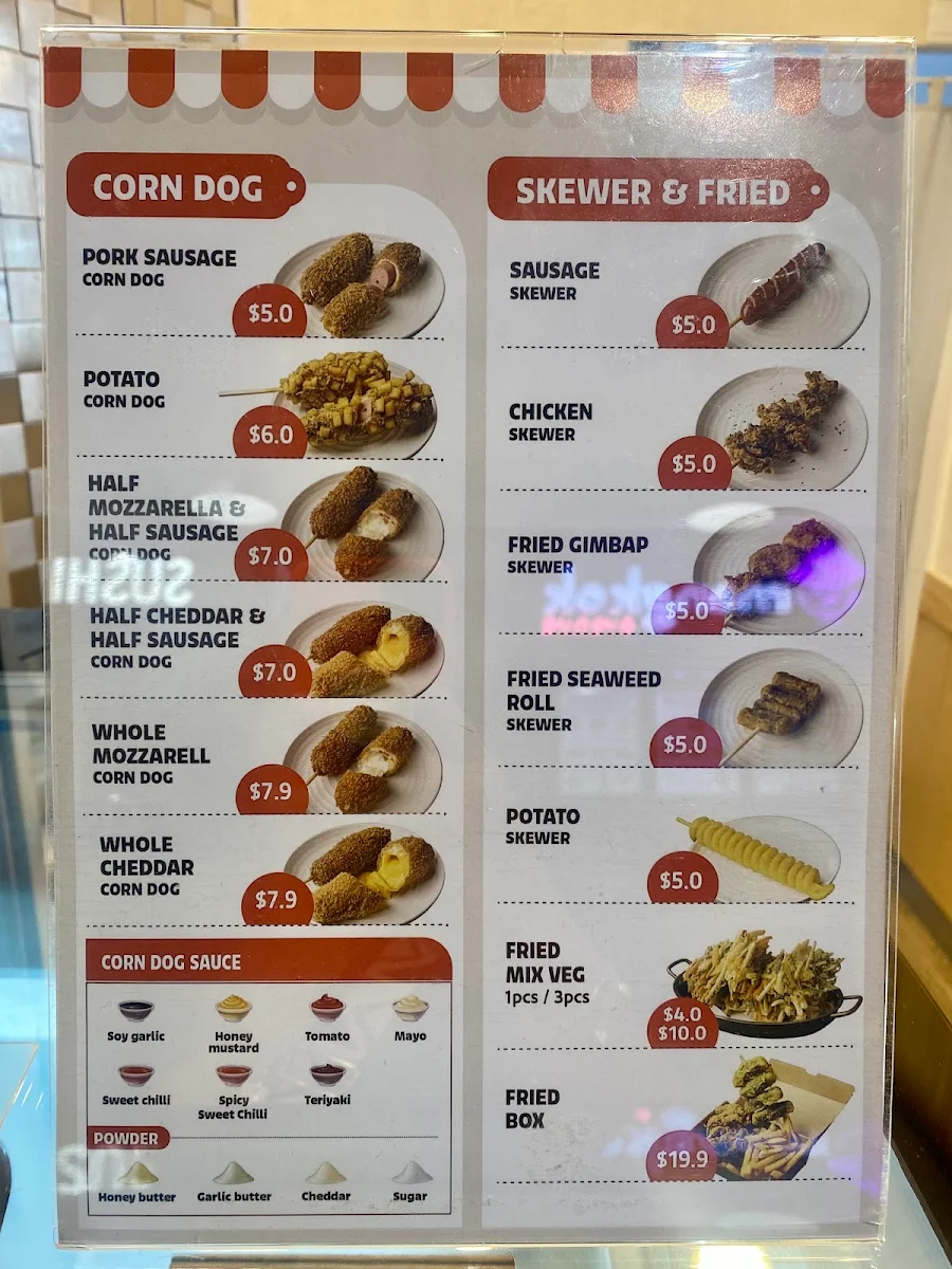 Menu, Itaewon Gimbap Australia Fair