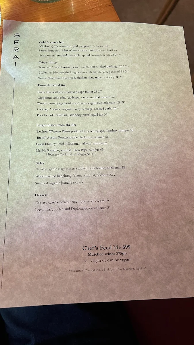 Menu, Serai