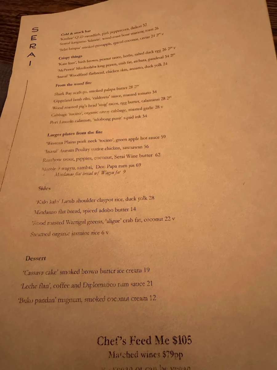 Menu, Serai