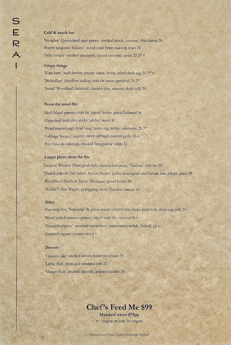 Menu, Serai