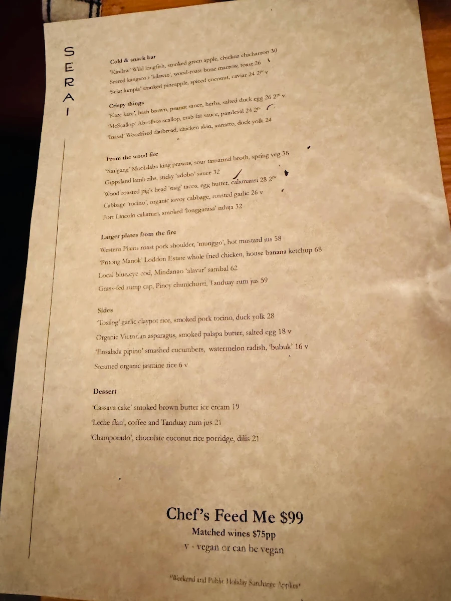 Menu, Serai