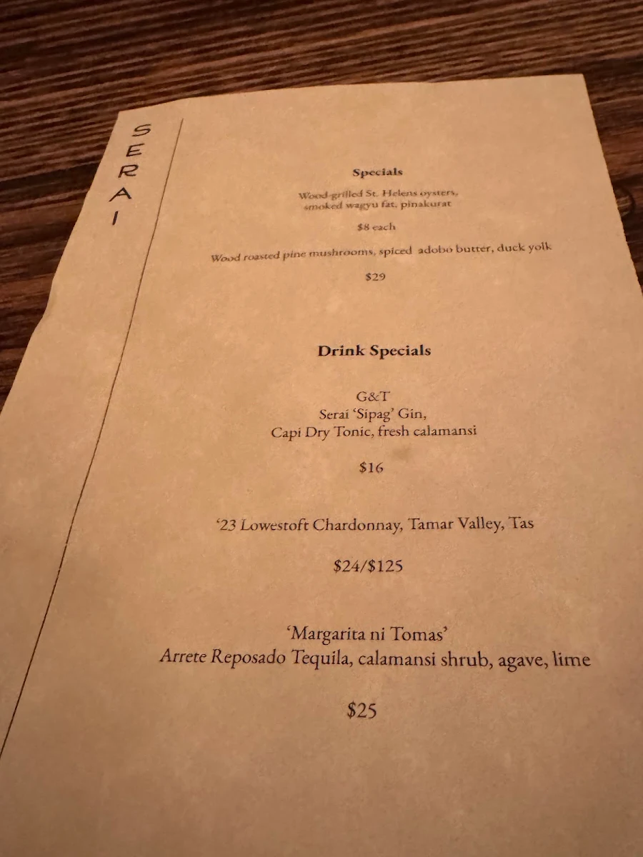 Menu, Serai