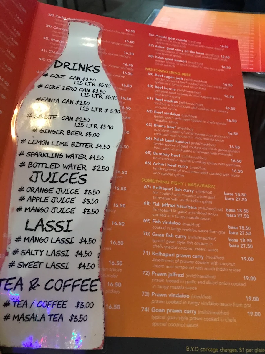 Menu, Cooks Castle