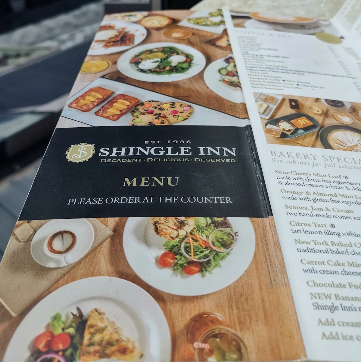 Menu, Shingle Inn Joondalup