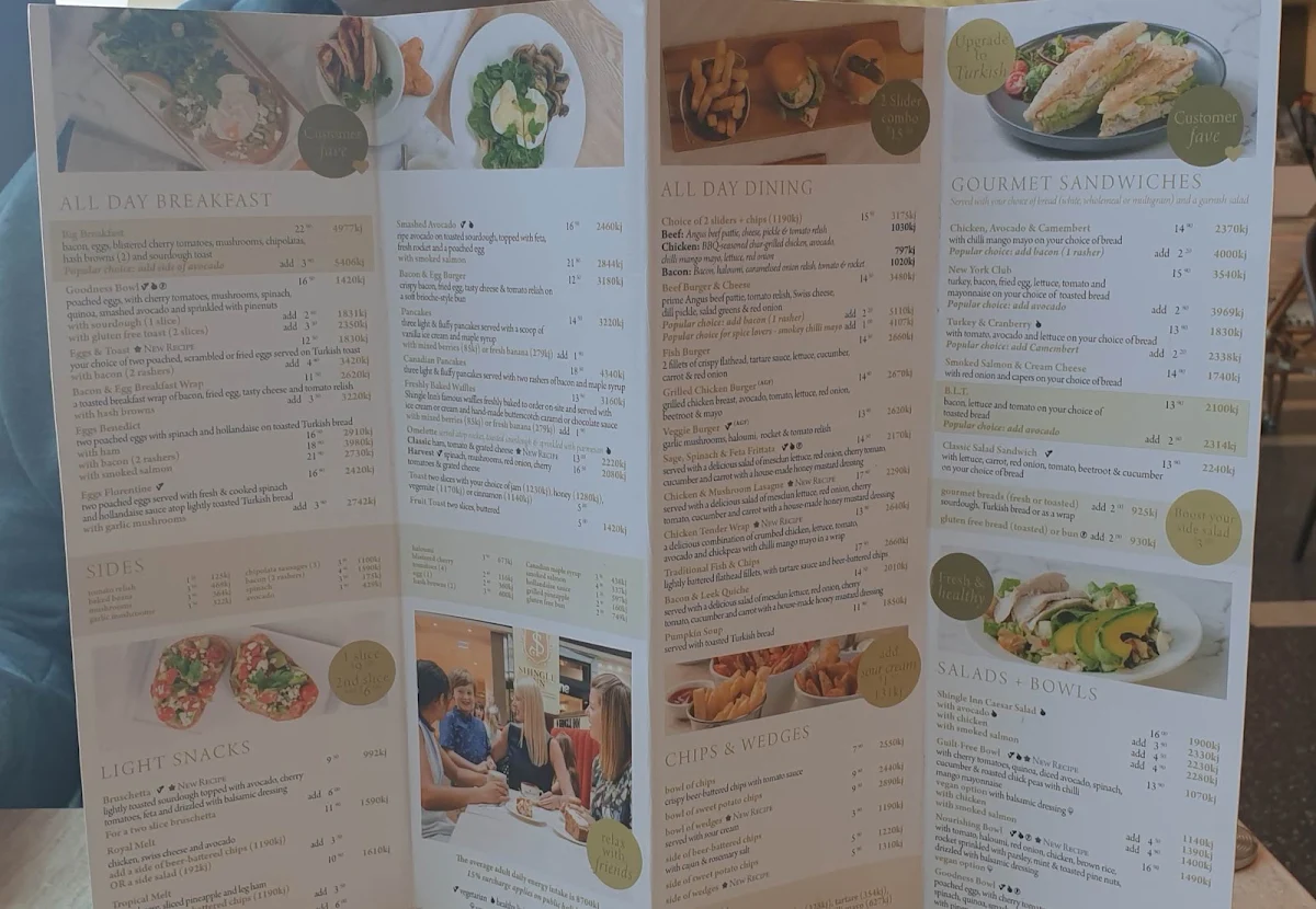 Menu, Shingle Inn Joondalup