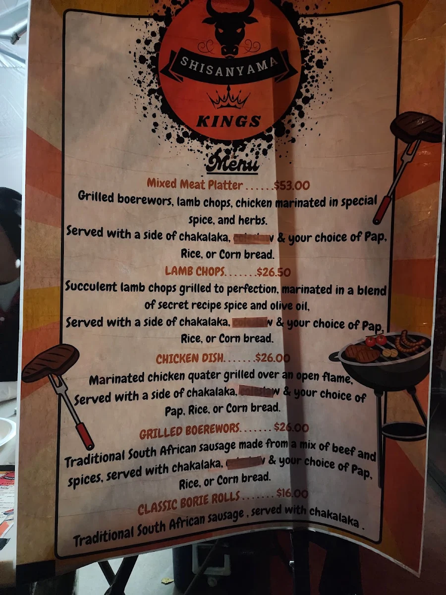 Menu, Whitehart Bar