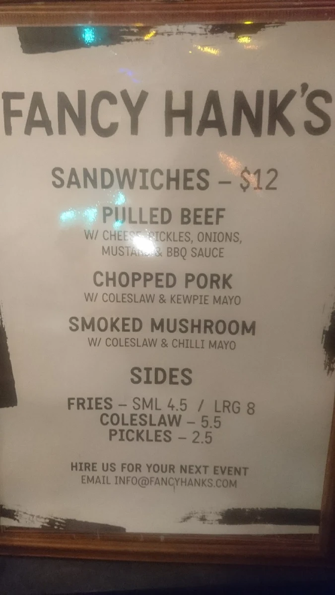 Menu, Whitehart Bar