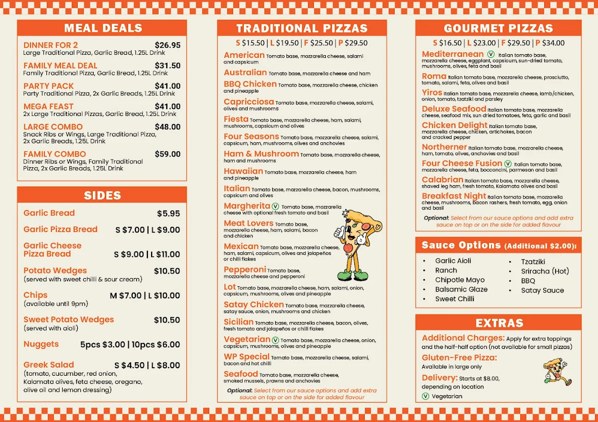 Menu, Warradale Pizza House Adelaide