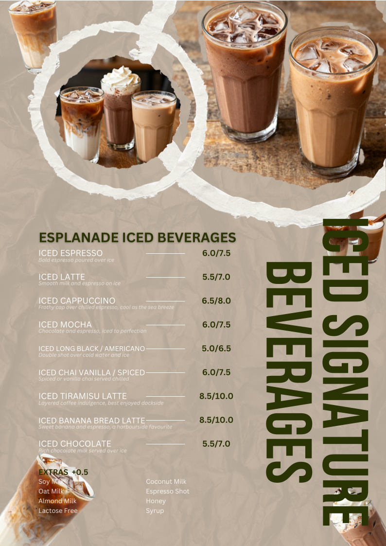 Menu, Esplanade Brew Co