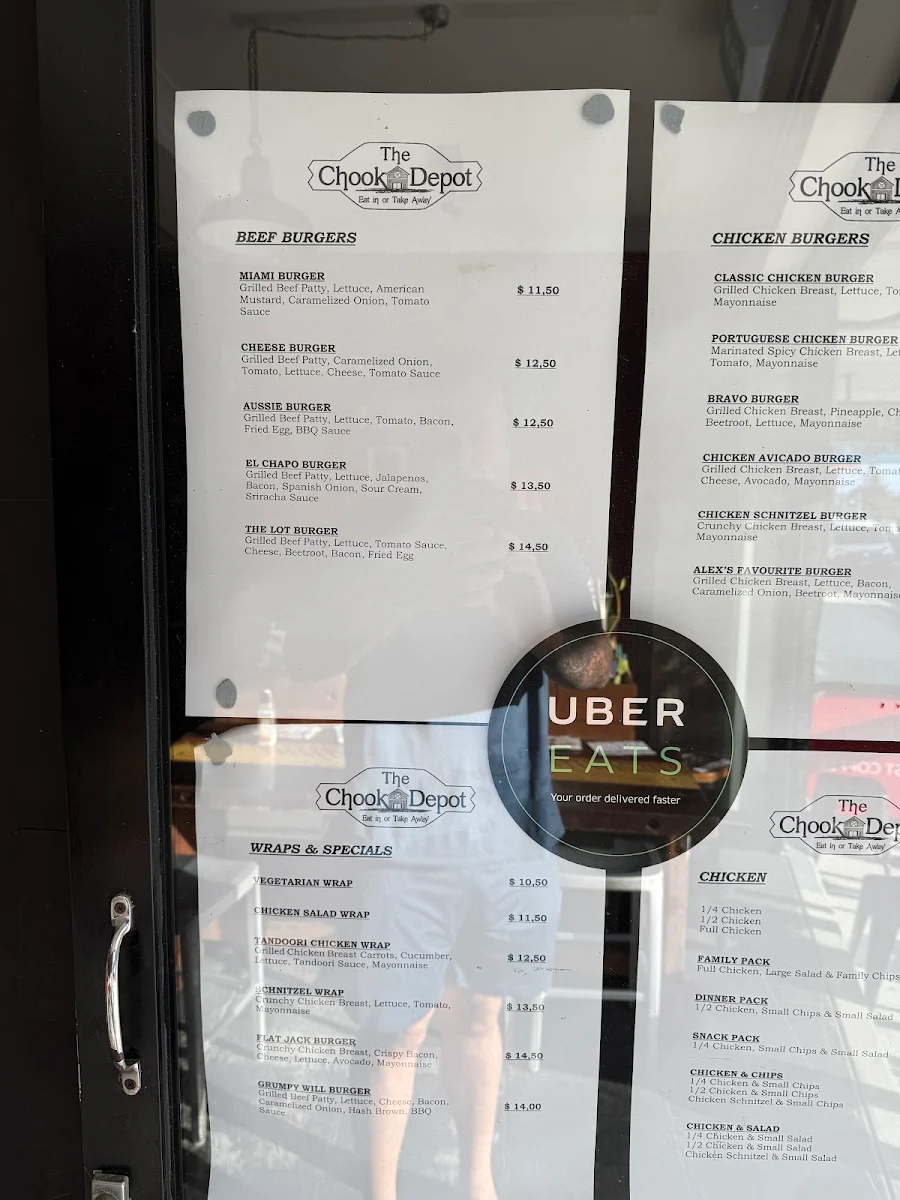Menu, The Chook Depot