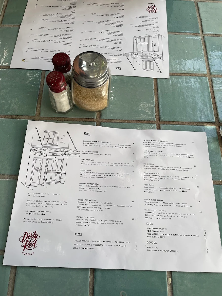 Menu, Dirty Red Rozelle