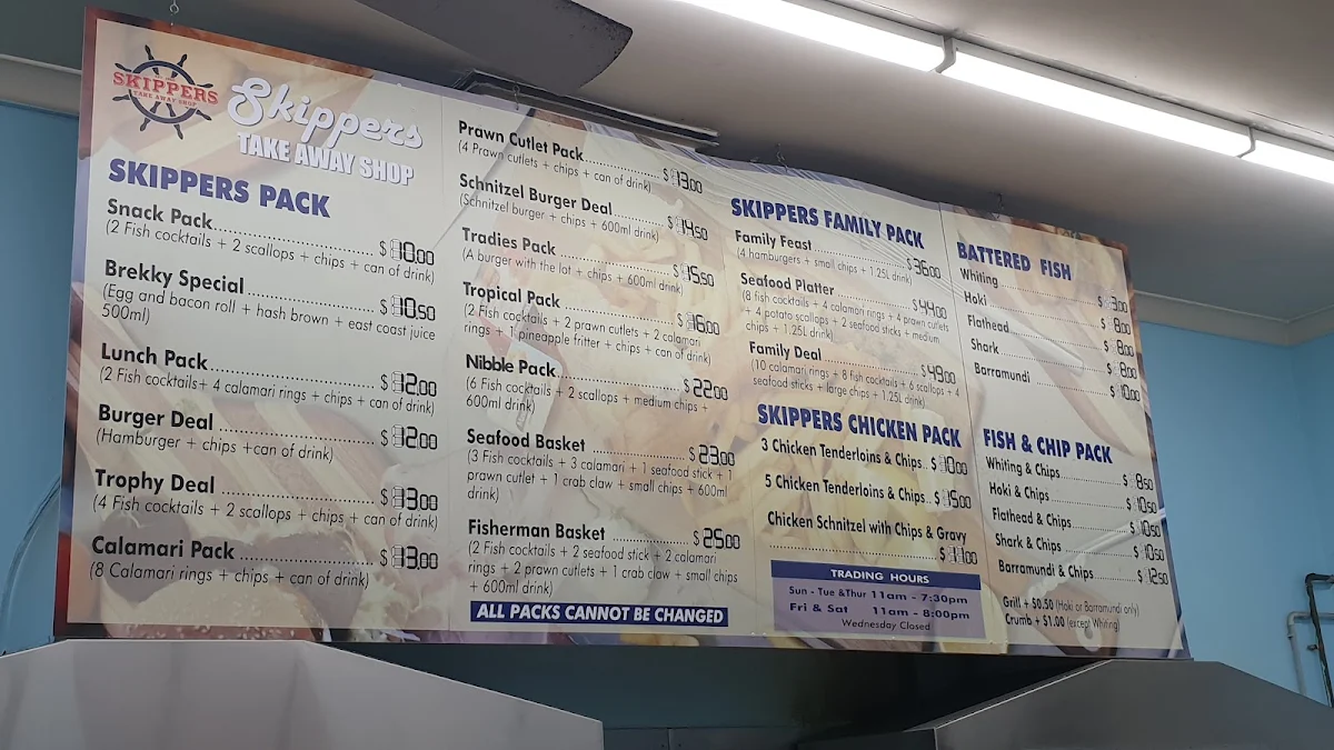 Menu, Skippers Take Away