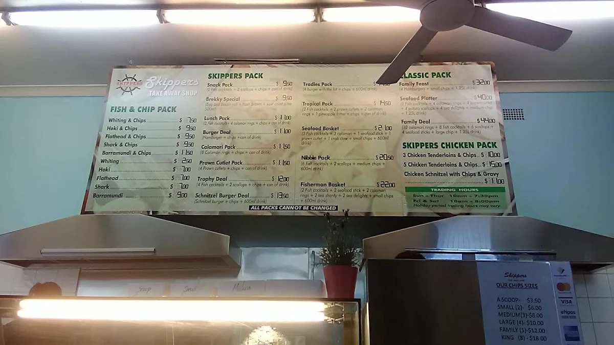 Menu, Skippers Take Away