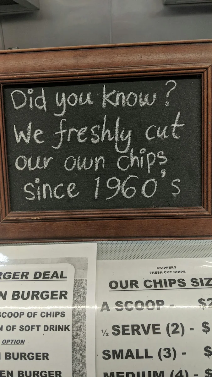 Menu, Skippers Take Away
