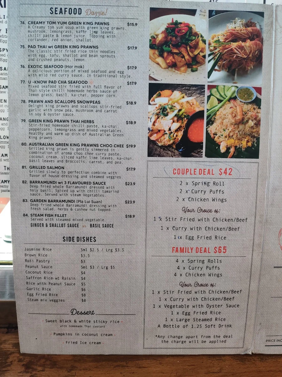 Menu, U Know Thai Takeaway Earlwood
