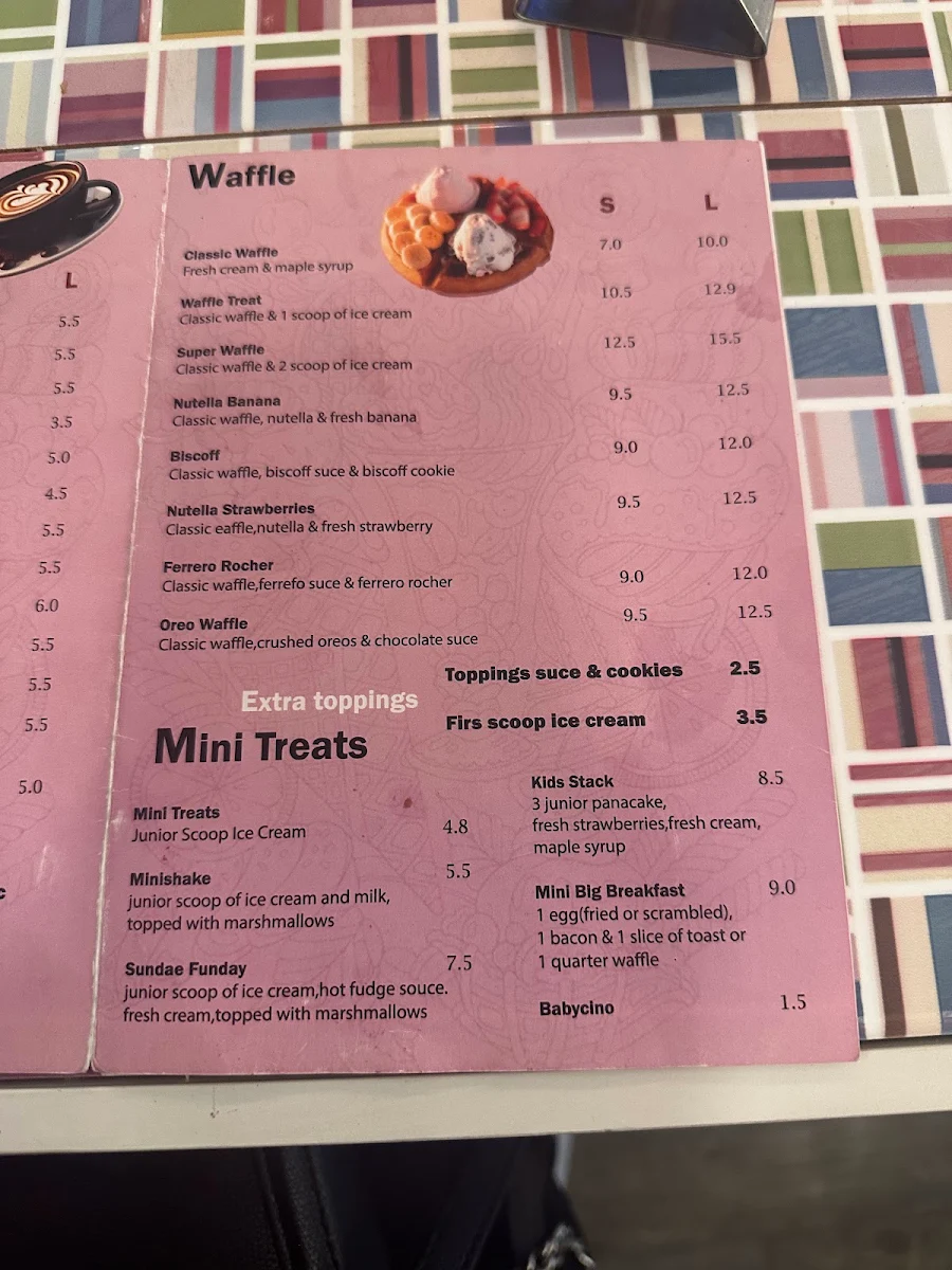 Menu, Roby cafe